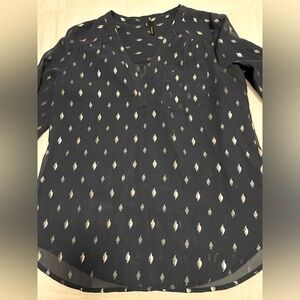 Navy and silver blouse